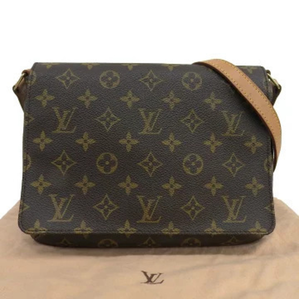 Louis Vuitton Monogram Musette Tango Shoulder Bag Canvas Leather Brown